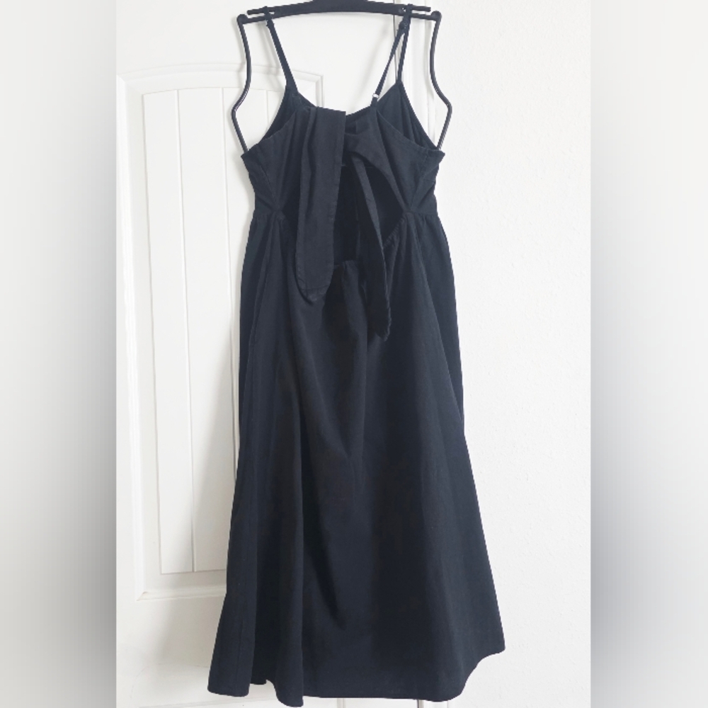 Universal Thread Black Midi Dress Button Front Tie Back – Size L - Picture 5 of 8